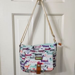 EUC Lily Bloom Totally Pawsome Dachshund Dog Crossbody Shoulder Purse Bag